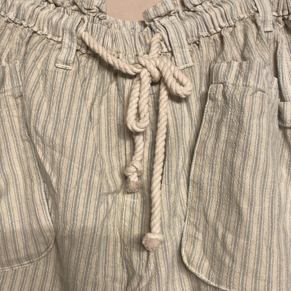 Free People Harem Wide Leg Striped Oversized Pants,Size S Color Cream-Light Blue - Picture 5 of 13